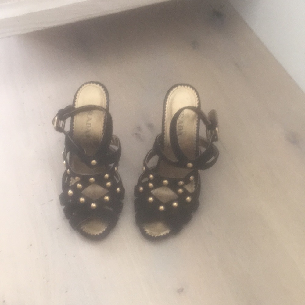 Prada studded black suede heels sz 39